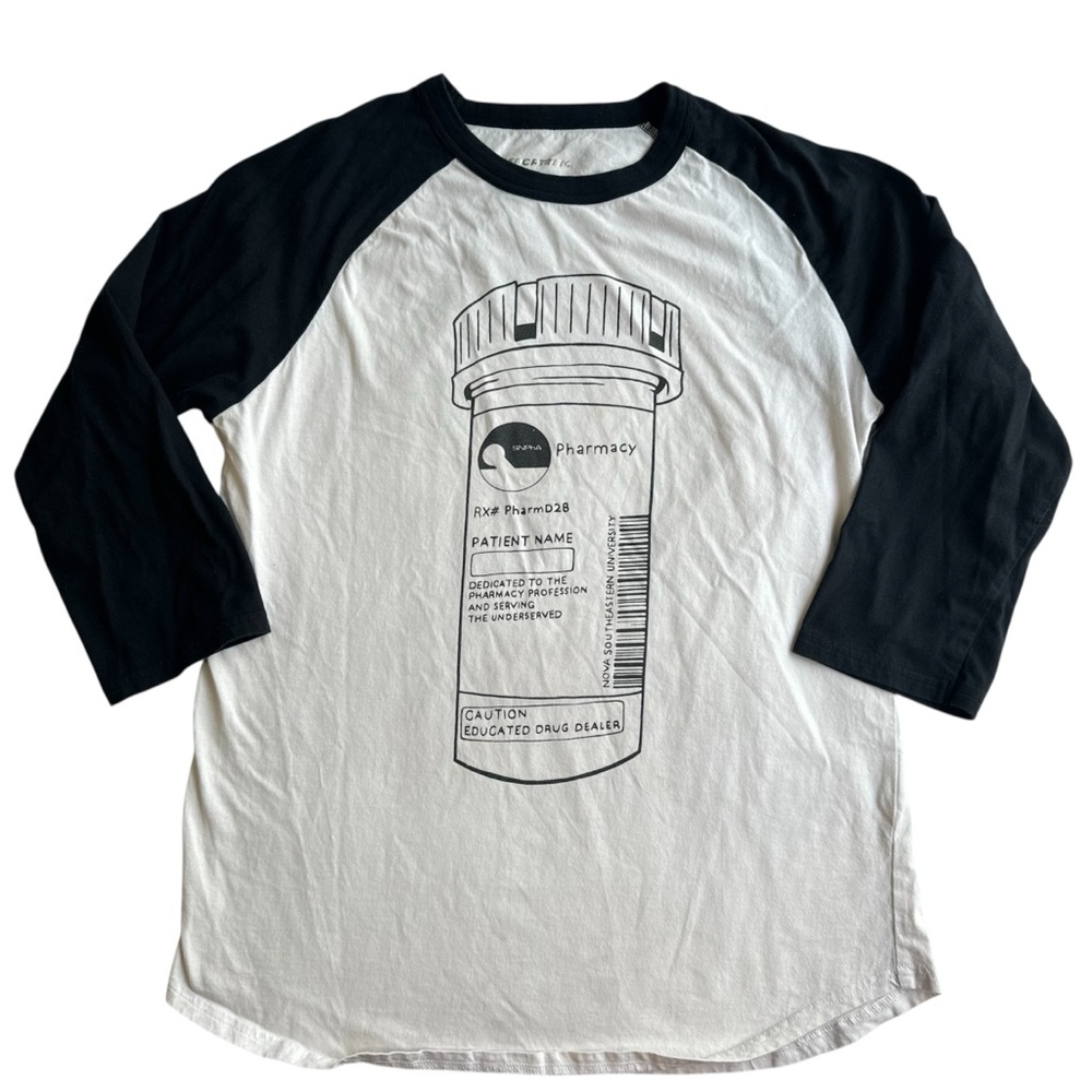 Black And White 3/4 Sleeve Pharmacy Shirt Size S